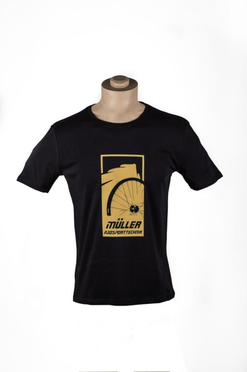 Radsporttechnik Müller T-Shirt Pure Organic mit Rundhals - schwarz-gold