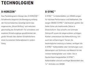 SRAM Schaltwerk GX 1x11 X-HORIZON™ RD-GX-1-A1